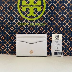 Tory Burch Emerson Patent Slim Card Case Optic White Gold